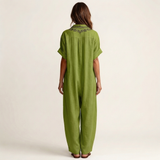 Amarina | Embroidered V-Neck Collar Linen Maxi Dress | The Bellemont Sisters Australia