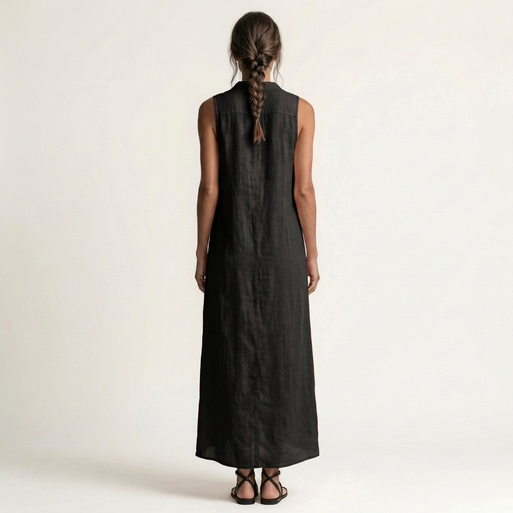 Mirabell | Hooded Button-Front Sleeveless Linen Maxi Dress | The Bellemont Sisters Australia