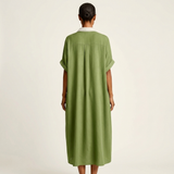 Kamira | Contrast-Collar Button-Front Short-Sleeve Maxi Shirt Dress | The Bellemont Sisters Australia