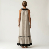 Mayline | Sleeveless Ruffle-Neck Contrast-Trim Maxi Dress | The Bellemont Sisters Australia