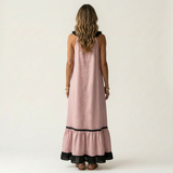 Mayline | Sleeveless Ruffle-Neck Contrast-Trim Maxi Dress | The Bellemont Sisters Australia