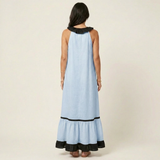 Mayline | Sleeveless Ruffle-Neck Contrast-Trim Maxi Dress | The Bellemont Sisters Australia