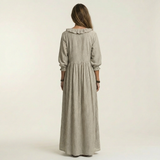 Yosetta | Ruffle V-Neck Striped Lantern-Sleeve Maxi Dress | The Bellemont Sisters Australia