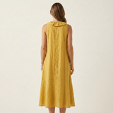 Vicky | Ruffle-Front V-Neck Sleeveless Linen Maxi Dress | The Bellemont Sisters Australia