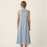 Vicky | Ruffle-Front V-Neck Sleeveless Linen Maxi Dress | The Bellemont Sisters Australia