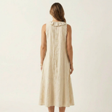Vicky | Ruffle-Front V-Neck Sleeveless Linen Maxi Dress | The Bellemont Sisters Australia