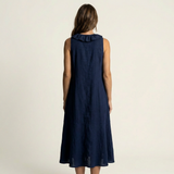 Vicky | Ruffle-Front V-Neck Sleeveless Linen Maxi Dress | The Bellemont Sisters Australia