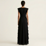 Nellyana | Wrap-Style V-Neck Flutter-Sleeve Cascading Ruffle Maxi Dress | The Bellemont Sisters Australia