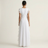 Nellyana | Wrap-Style V-Neck Flutter-Sleeve Cascading Ruffle Maxi Dress | The Bellemont Sisters Australia