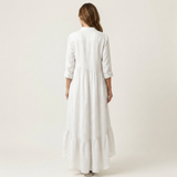 Jilana | Stand-Collar Button-Front Ruffle Hem Maxi Dress | The Bellemont Sisters Australia