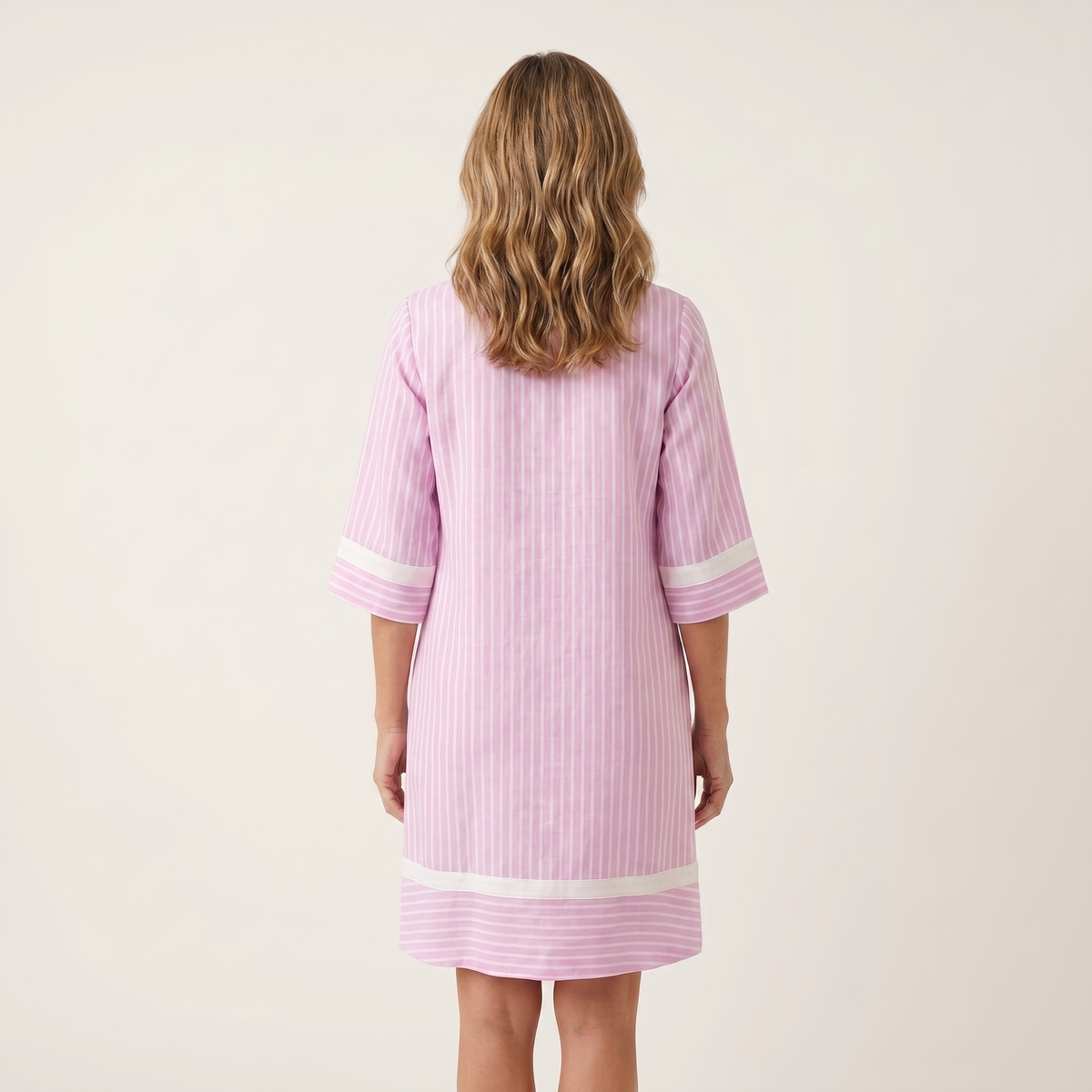 Sanina | Contrast-Trim Stripe V-Neck Cotton Shift Dress | The Bellemont Sisters Australia