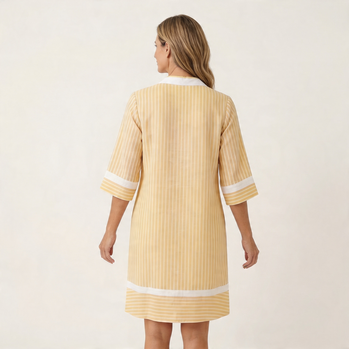 Sanina | Contrast-Trim Stripe V-Neck Cotton Shift Dress | The Bellemont Sisters Australia