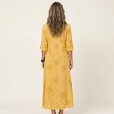 Mariam | Cotton-Linen Maxi Dress with Tonal Floral Embroidery | The Bellemont Sisters Australia