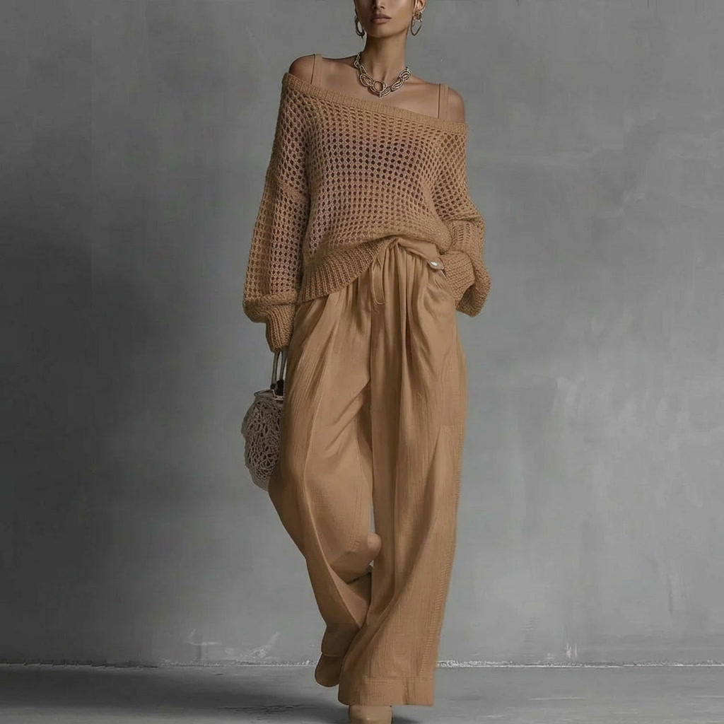 Claribel™ Elegant Two-Piece Set – Khaki | The Bellemont Sisters Australia