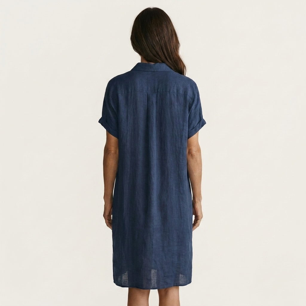 Nidalie | Cotton-Linen Midi Shirt Dress with Rolled Cuffs | The Bellemont Sisters Australia