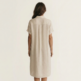 Nidalie | Cotton-Linen Midi Shirt Dress with Rolled Cuffs | The Bellemont Sisters Australia