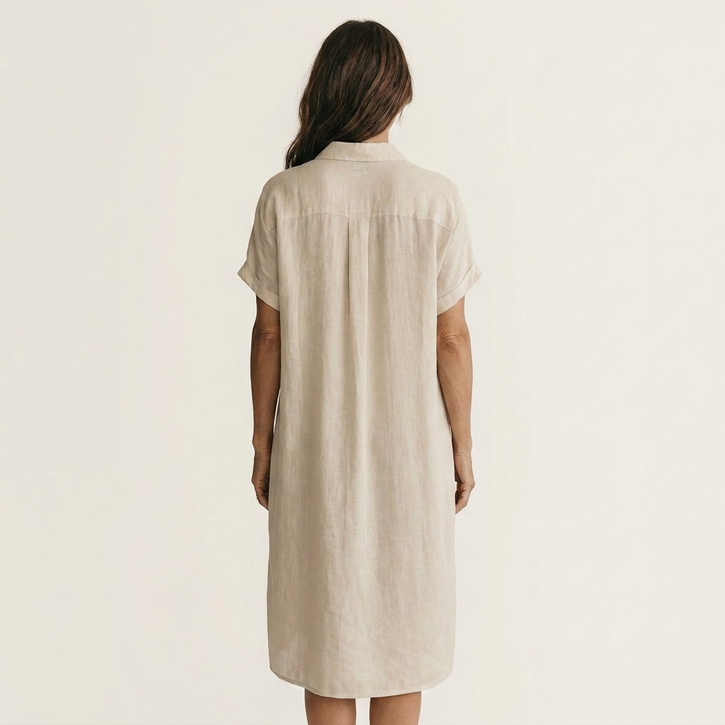 Nidalie | Cotton-Linen Midi Shirt Dress with Rolled Cuffs | The Bellemont Sisters Australia