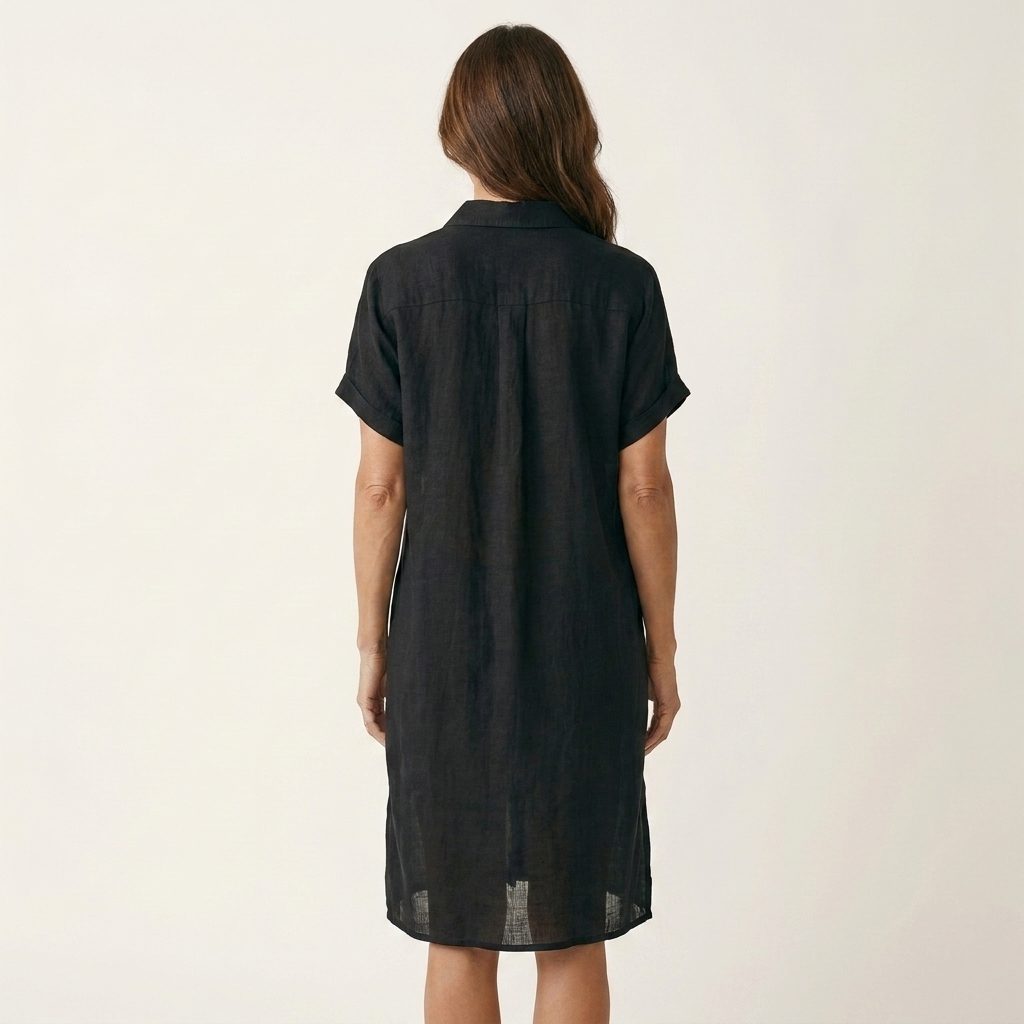 Nidalie | Cotton-Linen Midi Shirt Dress with Rolled Cuffs | The Bellemont Sisters Australia