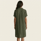 Nidalie | Cotton-Linen Midi Shirt Dress with Rolled Cuffs | The Bellemont Sisters Australia