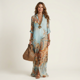 Lanie | Silk Maxi Shirt Dress – Blue | The Bellemont Sisters Australia