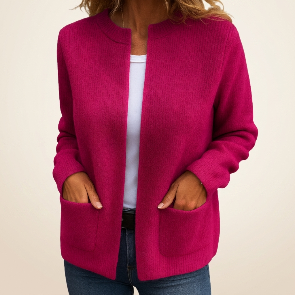 Annika | Cozy Cardigan with Deep Pockets – Pink | The Bellemont Sisters Australia