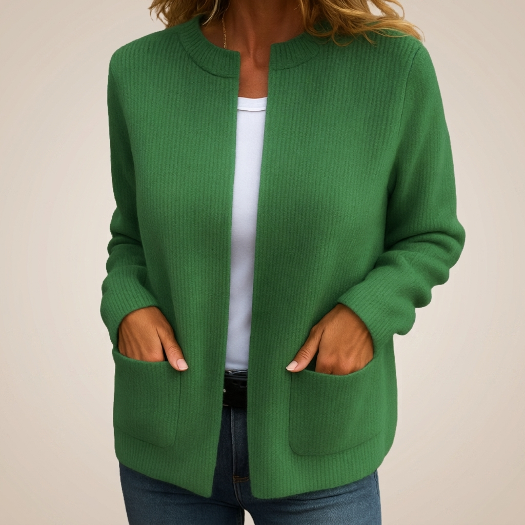 Annika | Cozy Cardigan with Deep Pockets – Green | The Bellemont Sisters Australia