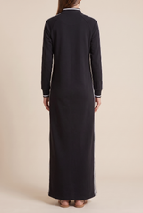 White-Trimmed Button-Down Collar Sweatshirt Maxi Dress | The Bellemont Sisters Australia