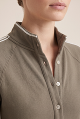 White-Trimmed Button-Down Collar Sweatshirt Maxi Dress | The Bellemont Sisters Australia