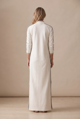White-Trimmed Button-Down Collar Sweatshirt Maxi Dress | The Bellemont Sisters Australia