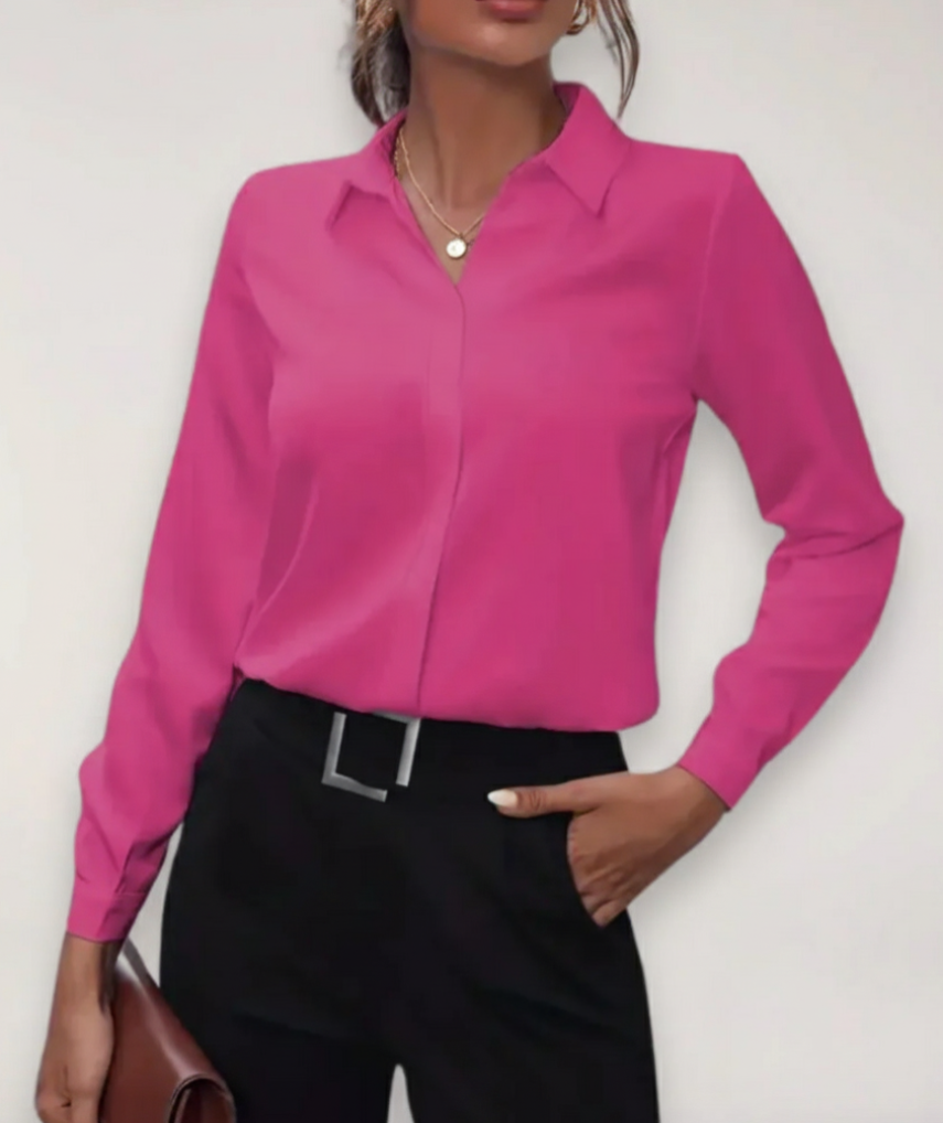 Charlotte | Women’s Spring Buttoned Office Blouse – Hot Pink | The Bellemont Sisters Australia