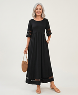 Aubrey™ | Flattering Tummy-Smoothing Midi Dress – Black | The Bellemont Sisters Australia