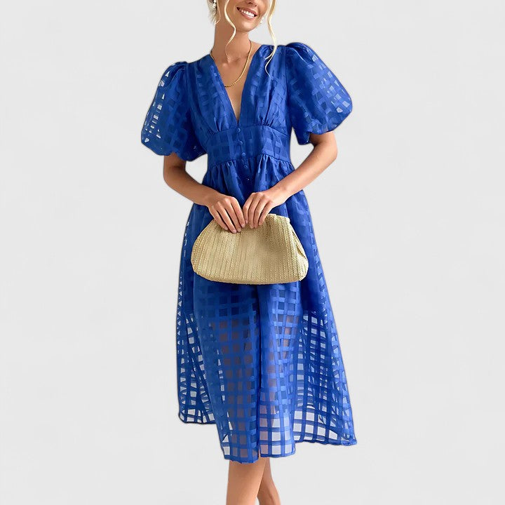 Elanqi | Elegant Midi Dress – Blue | The Bellemont Sisters Australia