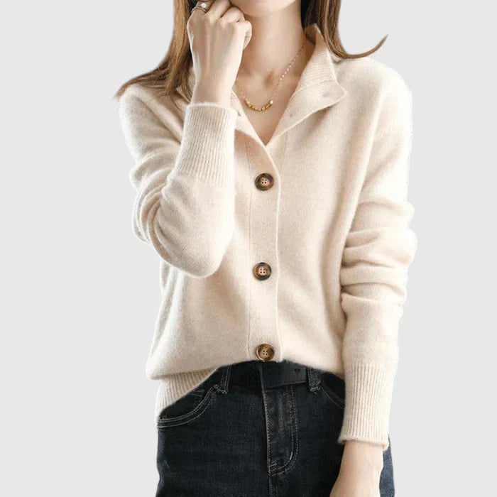 Camaryllis | Elegant Cardigan – Beige | The Bellemont Sisters Australia