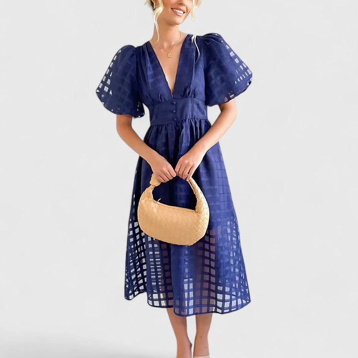 Elanqi | Elegant Midi Dress – Navy blue | The Bellemont Sisters Australia