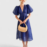 Elanqi | Elegant Midi Dress – Navy blue | The Bellemont Sisters Australia