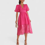 Elanqi | Elegant Midi Dress – Pink | The Bellemont Sisters Australia
