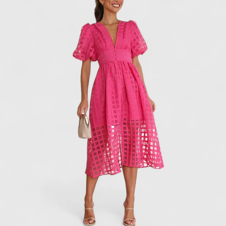 Elanqi | Elegant Midi Dress – Pink | The Bellemont Sisters Australia