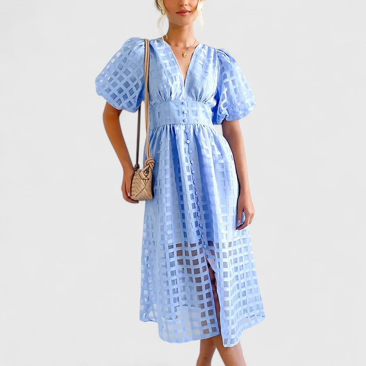 Elanqi | Elegant Midi Dress – Light blue | The Bellemont Sisters Australia
