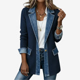 Emilia™ - Blazer in blended denim – Navy blue | The Bellemont Sisters Australia