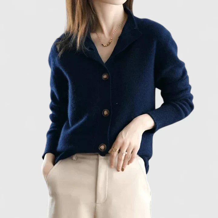 Camaryllis | Elegant Cardigan – Dark blue | The Bellemont Sisters Australia