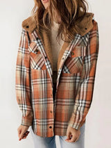 Woolie | Cozy Plaid Fleece-Lined Jacket – Orange | The Bellemont Sisters Australia