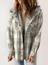 Woolie | Cozy Plaid Fleece-Lined Jacket – Grey | The Bellemont Sisters Australia
