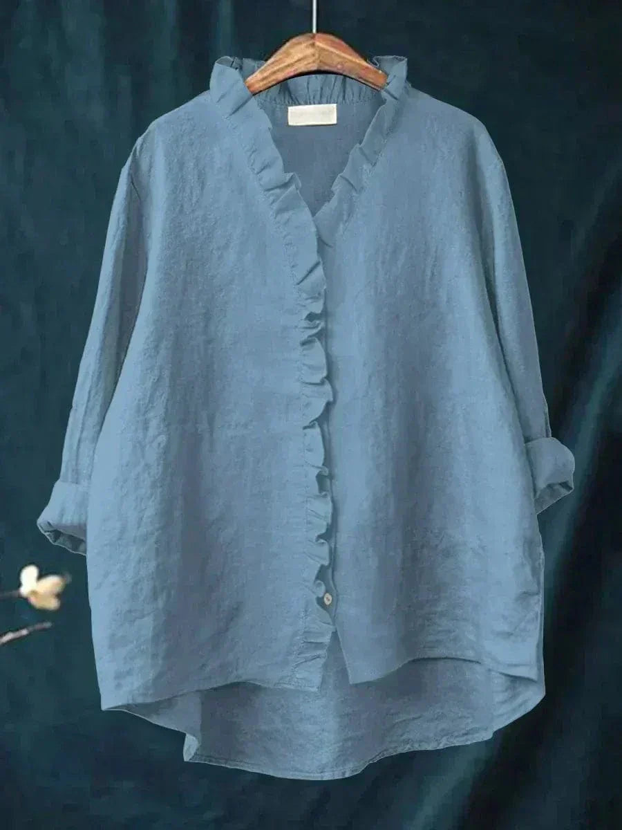 Ava | Elegant Breezy Summer Blouse – Blue | The Bellemont Sisters Australia