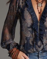 Demi | Zip Ruffled Retro Blouse | The Bellemont Sisters Australia