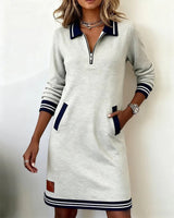 Elena™ | Long Sleeve Cotton Dress – Gray | The Bellemont Sisters Australia