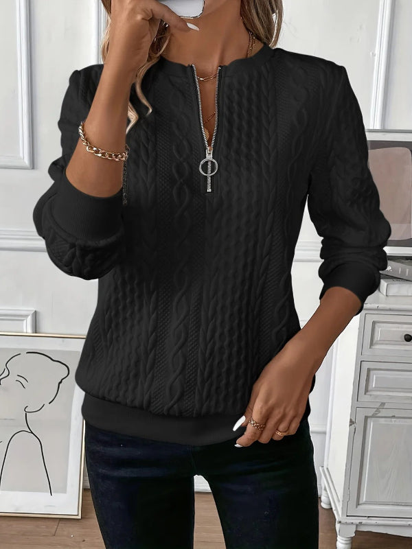 Freya | Women’s Elegant Spring Half-Zip Top – Black | The Bellemont Sisters Australia