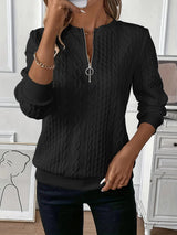Freya | Women’s Elegant Spring Half-Zip Top – Black | The Bellemont Sisters Australia