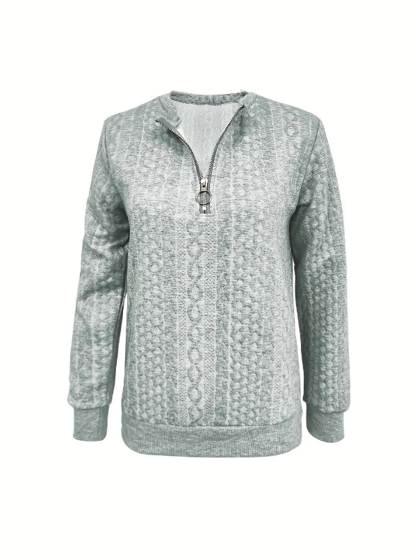 Freya | Women’s Elegant Spring Half-Zip Top – Grey | The Bellemont Sisters Australia