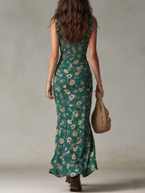 Zara | Bohemian Floral Ruched Maxi Dress with Side Slit | The Bellemont Sisters Australia