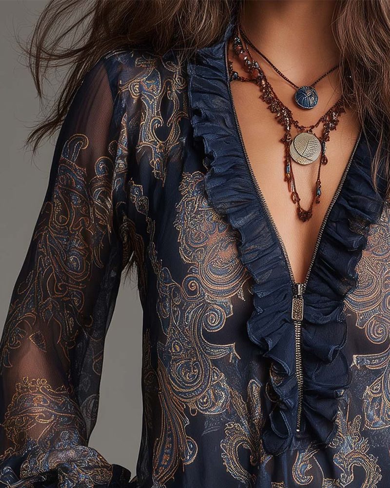Demi | Zip Ruffled Retro Blouse | The Bellemont Sisters Australia